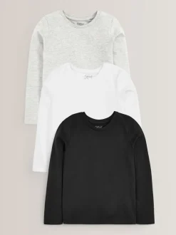 Monochroom - Verpakking van 3 basis T-shirts met lange mouwen (3-16jr)