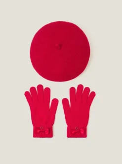 Monsoon - Strik baret van wol & handschoenenset