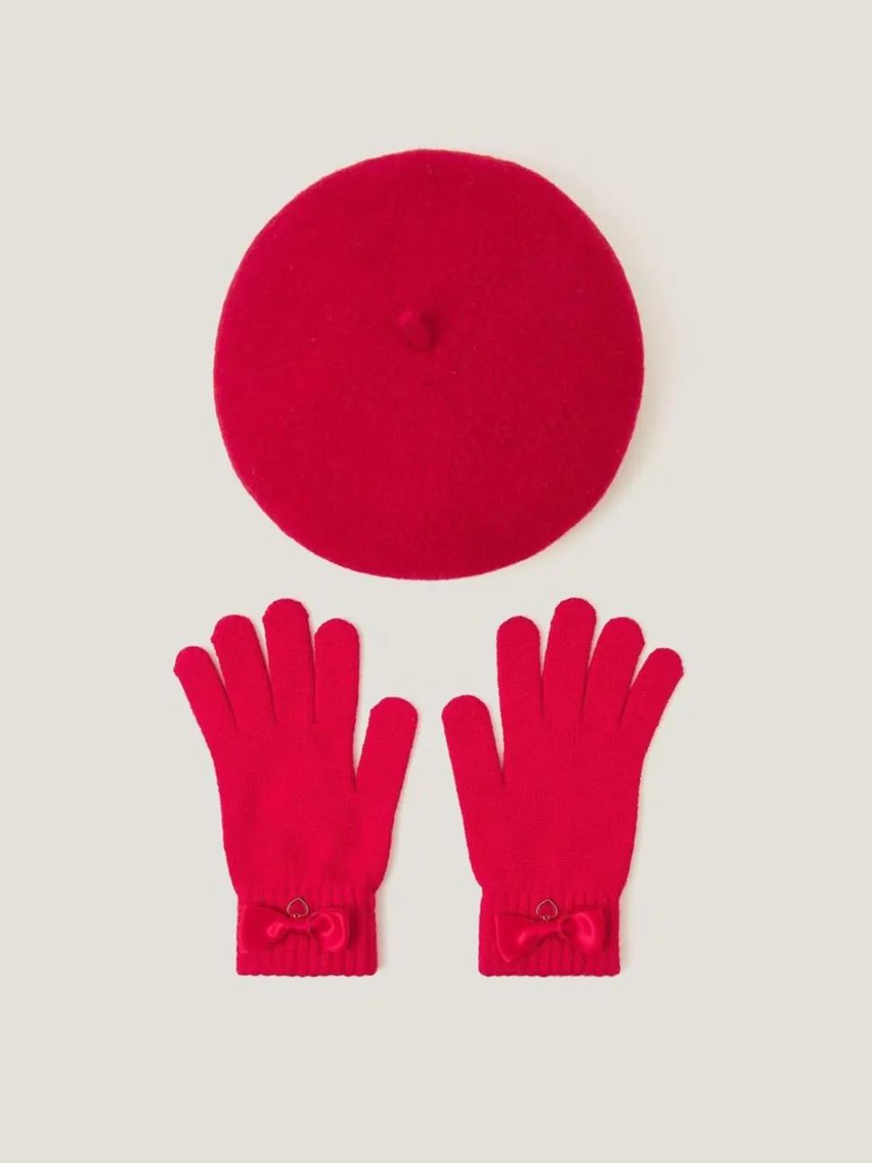 Monsoon - Strik baret van wol & handschoenenset
