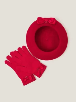 Monsoon - Strik baret van wol & handschoenenset