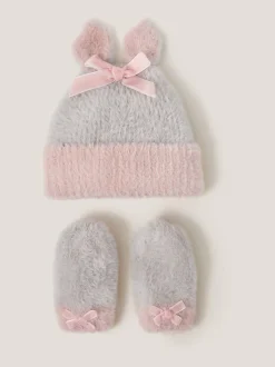 Monsoon Baby Bunny Hat & Mittens Set