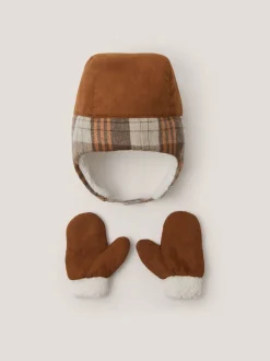 Monsoon Baby Racoon Trapper Hat & Mittens Set