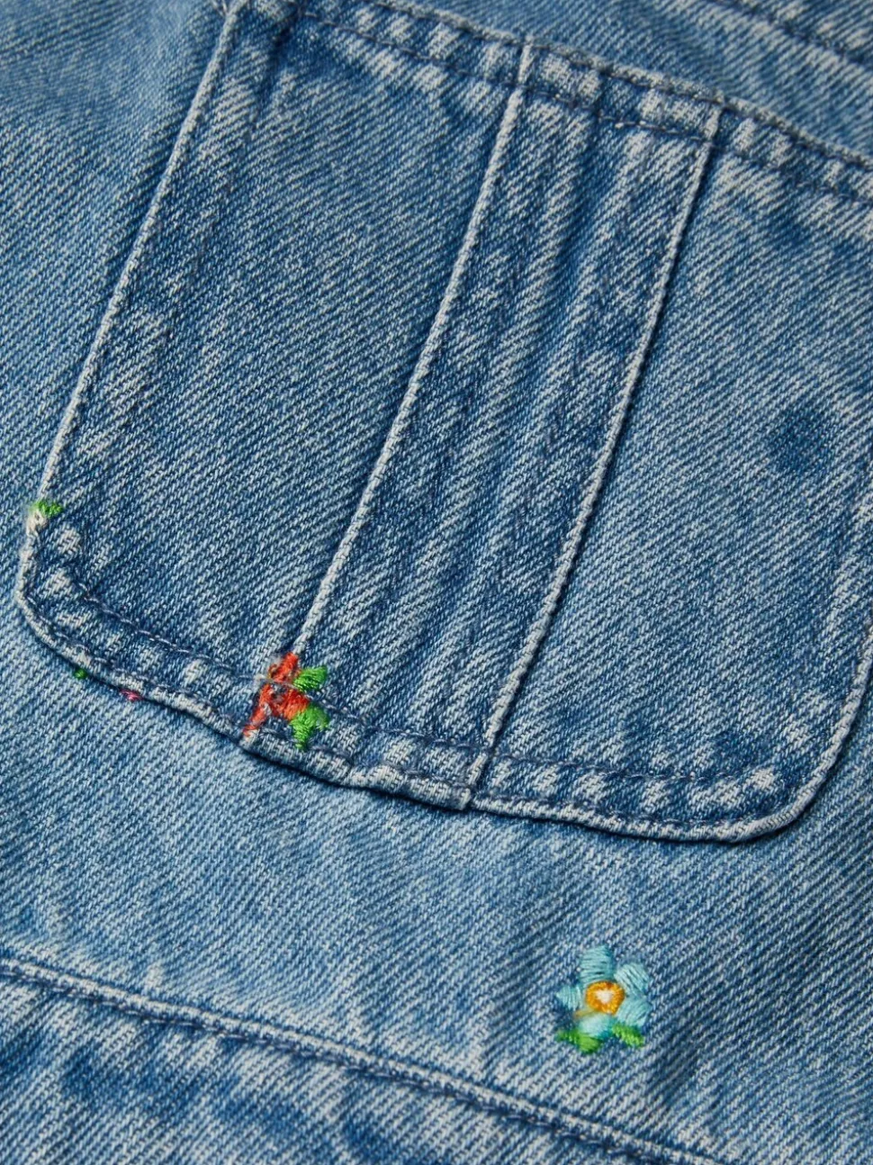 Monsoon Bloemen geborduurde Denim 100% katoenen bretelbroeken