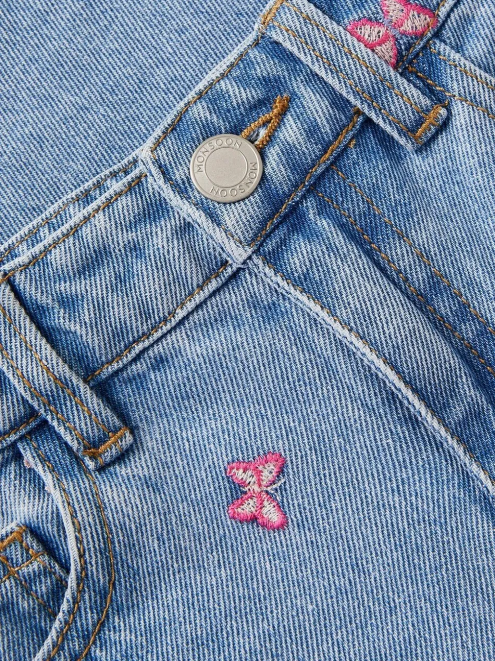 Monsoon Butterfly Embroidered Straight Leg Jeans