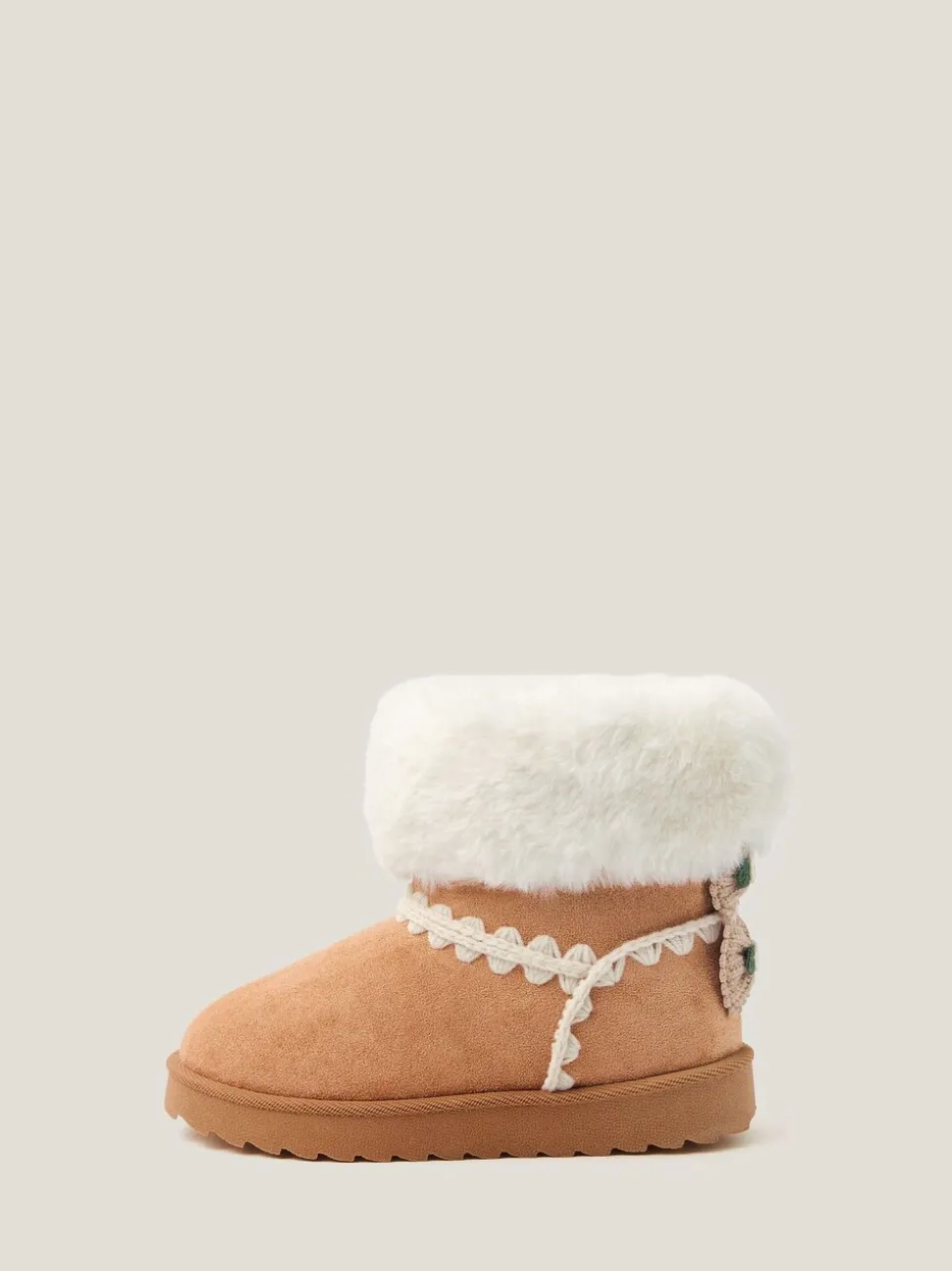Monsoon Crochet Bow Fluffy Ankle Boots
