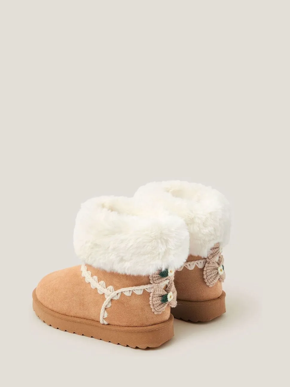 Monsoon Crochet Bow Fluffy Ankle Boots
