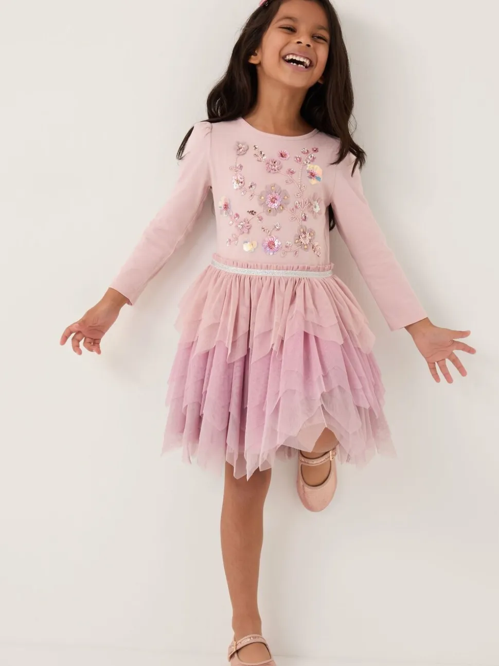 Monsoon Disco-jurk met bloemen en pailletten