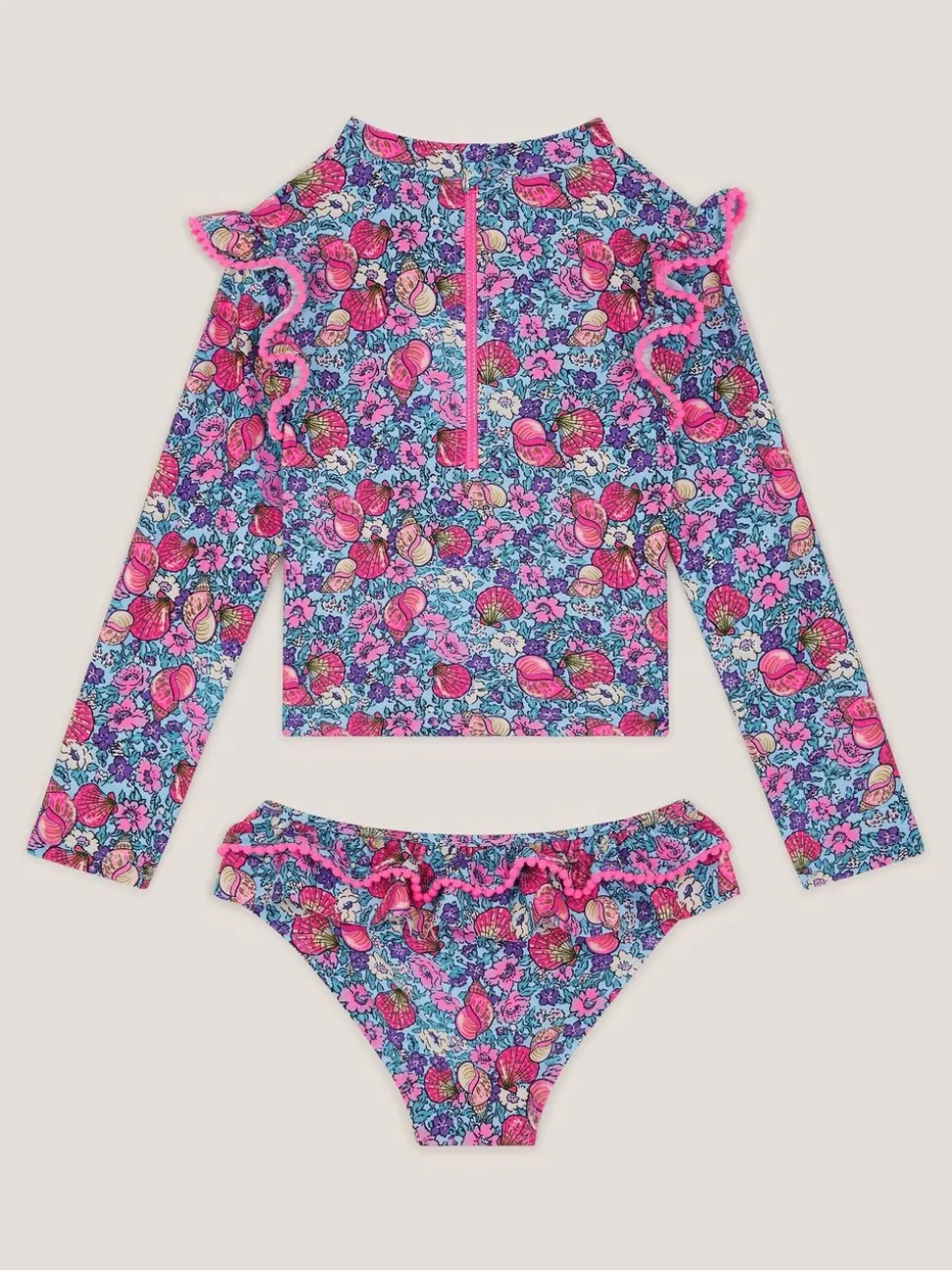 Monsoon Floral Shell Print UPF50+ Long Sleeve Swim Set