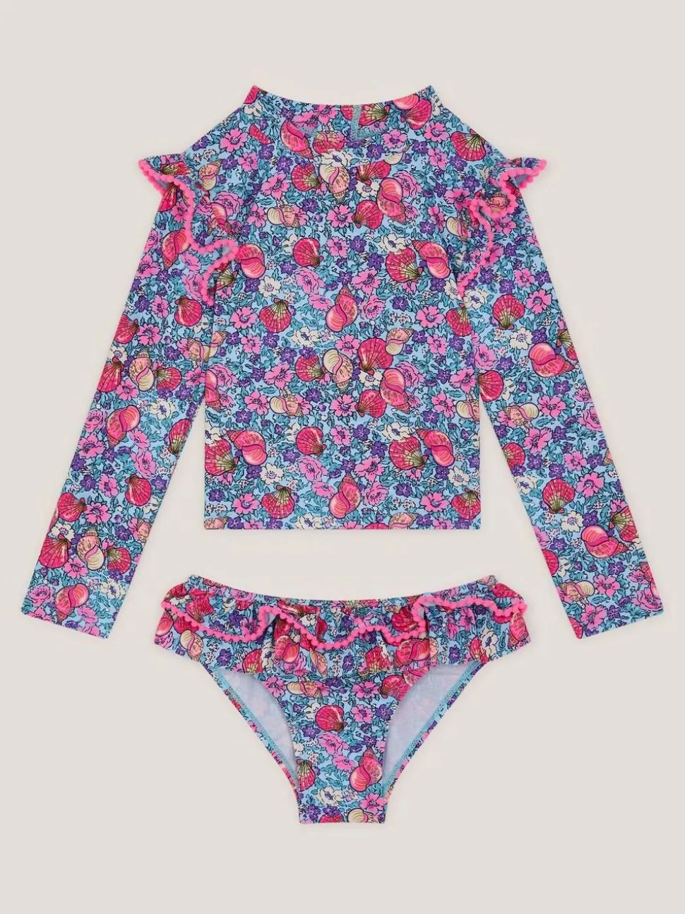 Monsoon Floral Shell Print UPF50+ Long Sleeve Swim Set
