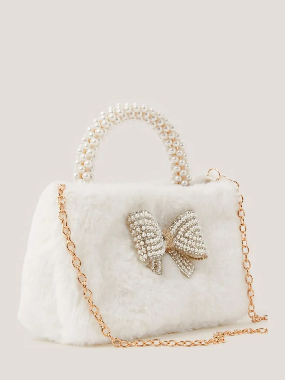 Monsoon Fluffy Pearl Handle Bag
