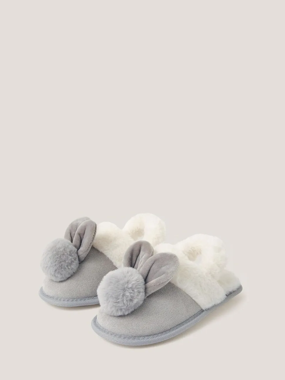Monsoon Fluffy Pom Pom Bunny Pantoffels