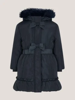 Monsoon Frill Bow Hooded Coat