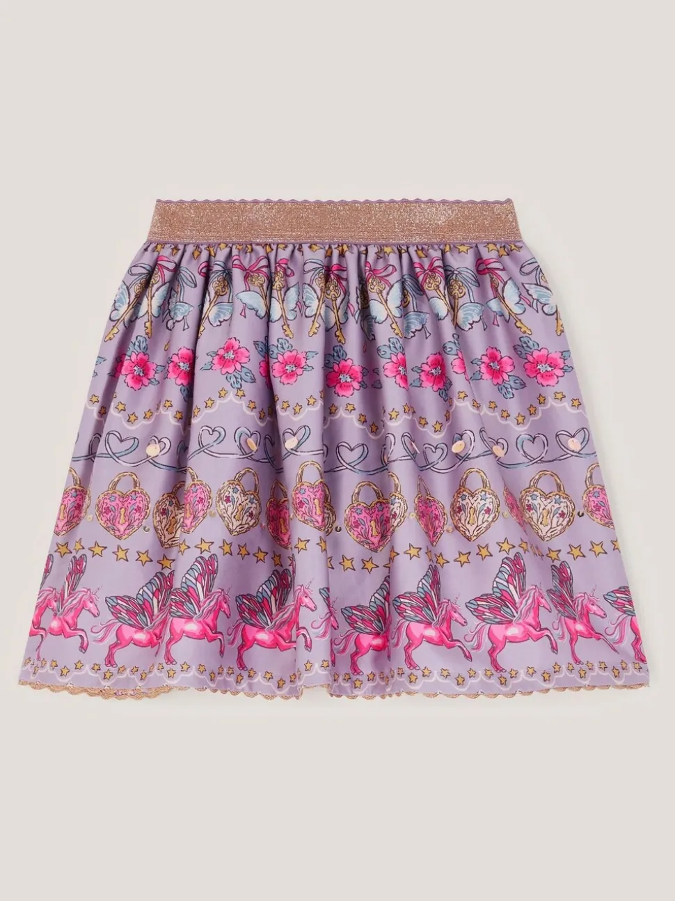 Monsoon Magical Unicorn Print Satin Skirt