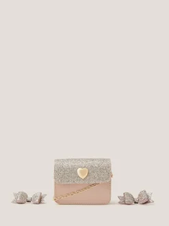 Monsoon Mini Glitter Bag & Bow Hair Clips Set