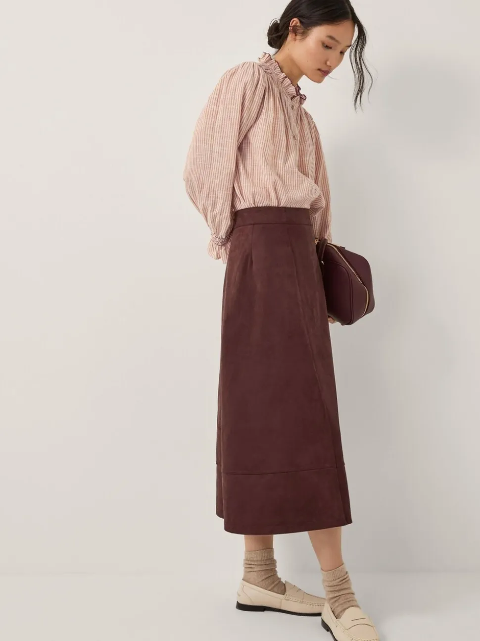 Monsoon Rowan Suedette A-Line Midi Skirt