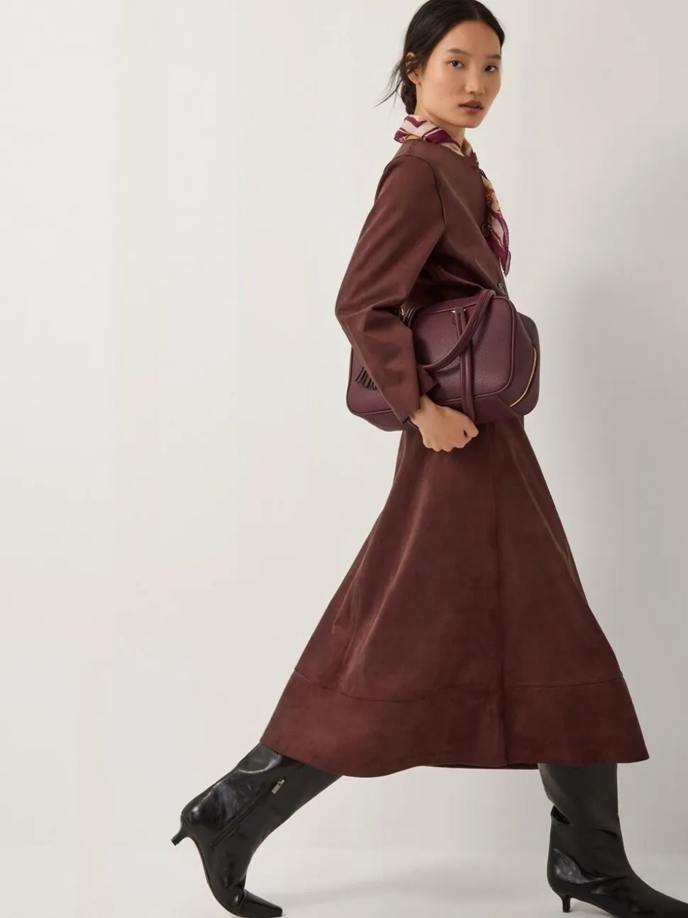 Monsoon Rowan Suedette A-Line Midi Skirt
