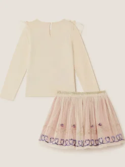 Monsoon Ruffle Top & Embellished Skirt Set