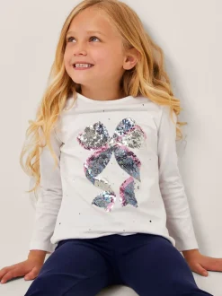 Monsoon Sequin Bow Long Sleeve Top