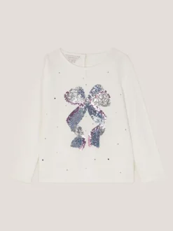 Monsoon Sequin Bow Long Sleeve Top