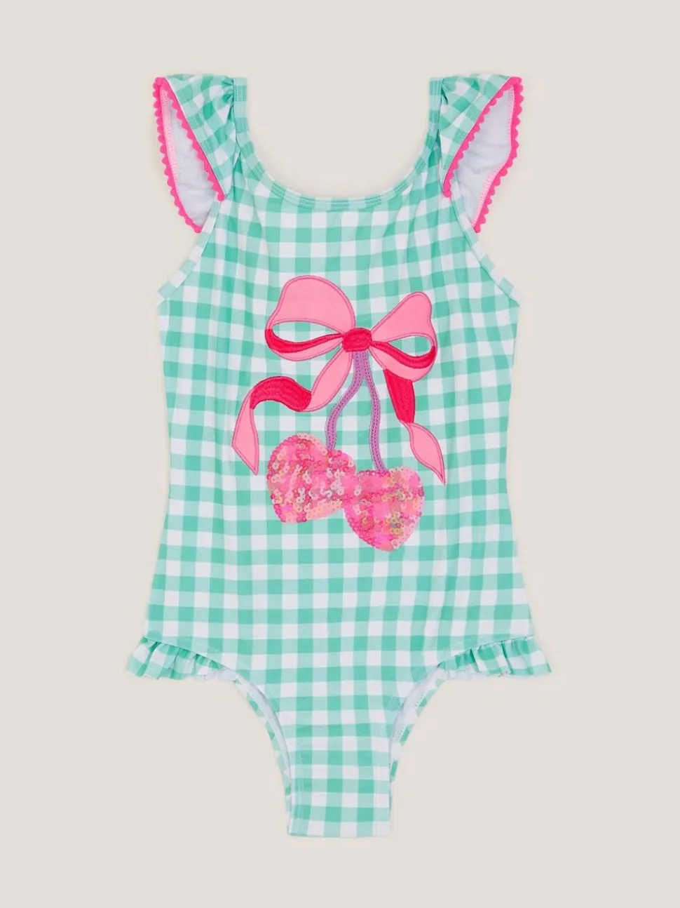Monsoon Sequin Cherry Gingham Swimsuit