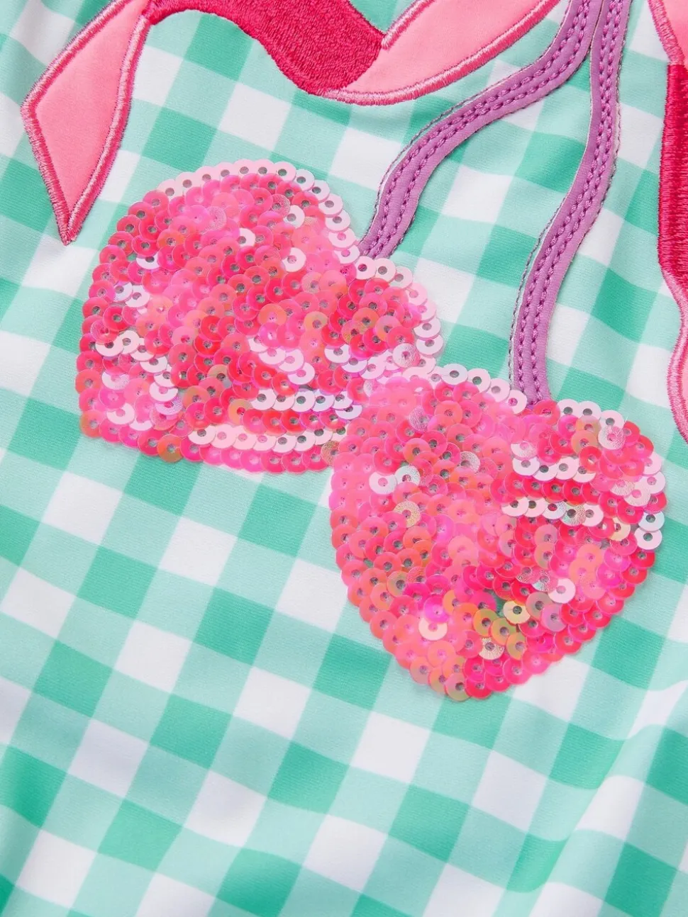 Monsoon Sequin Cherry Gingham Swimsuit