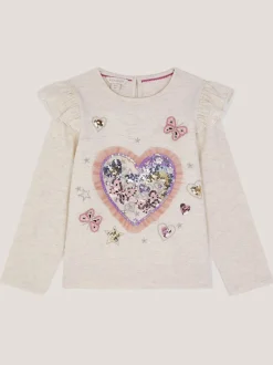 Monsoon Sequin Heart Butterfly Long Sleeve Top