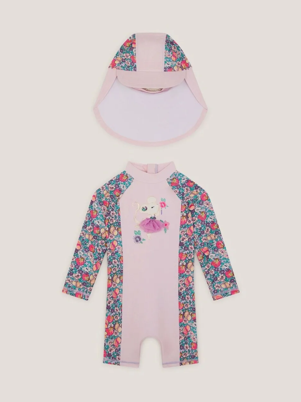 Monsoon Shell Print UPF50+ Sunsafe Suit & Sun Hat Set
