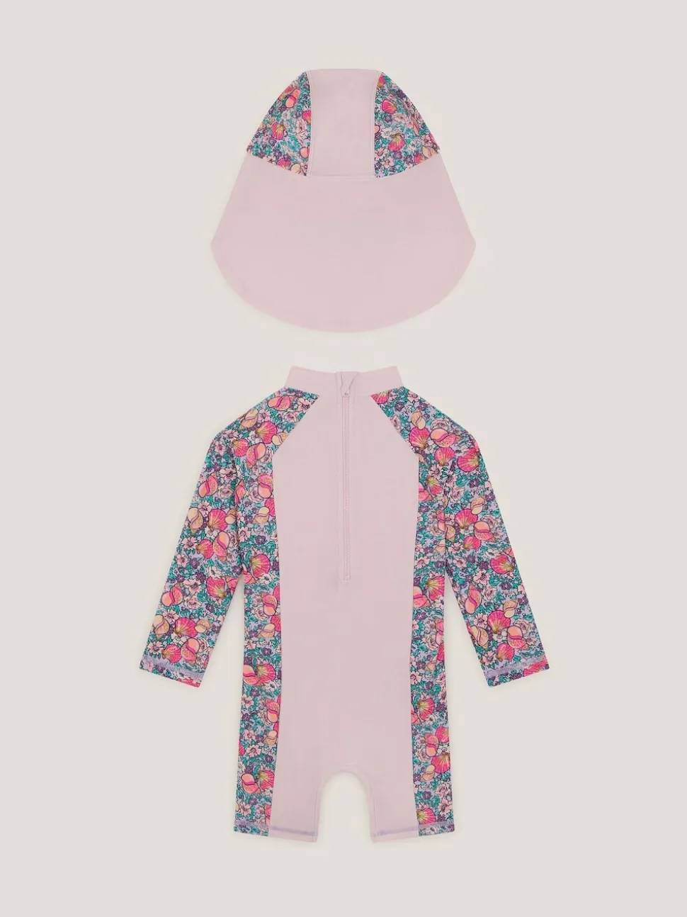 Monsoon Shell Print UPF50+ Sunsafe Suit & Sun Hat Set