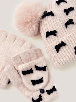 Monsoon Strik Muts met Pompon & Handschoenen Set