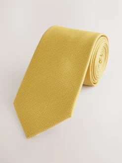 Mosterdgeel - Smal - Stropdas met textuur