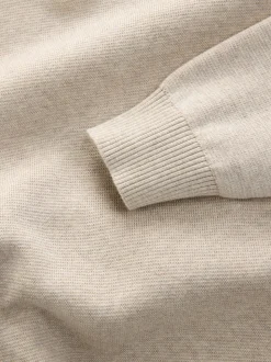 Moutkleurig - Effen - Regular fit 100% katoenen premium trui met korte rits