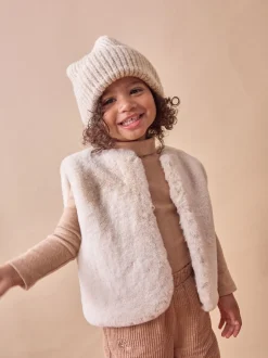 Moutkleurig - Fluffy beanie-muts (1-16jr)