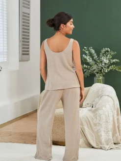 Moutkleurig - Laura Ashley gebreide loungebroek
