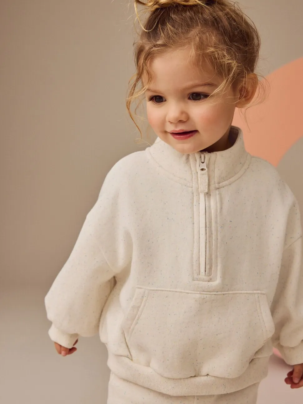 Moutkleurig - Sweatshirt met kwartrits (3mnd -7jr)