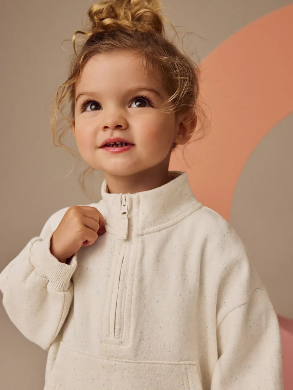 Moutkleurig - Sweatshirt met kwartrits (3mnd -7jr)