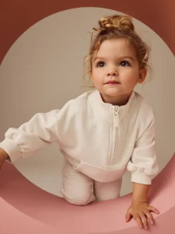 Moutkleurig - Sweatshirt met kwartrits (3mnd -7jr)