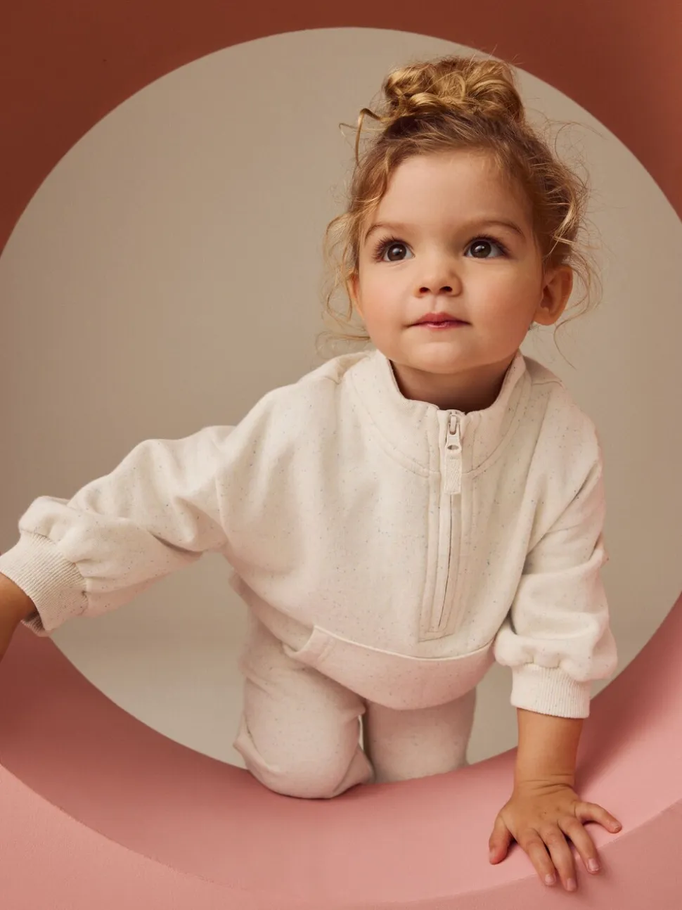 Moutkleurig - Sweatshirt met kwartrits (3mnd -7jr)