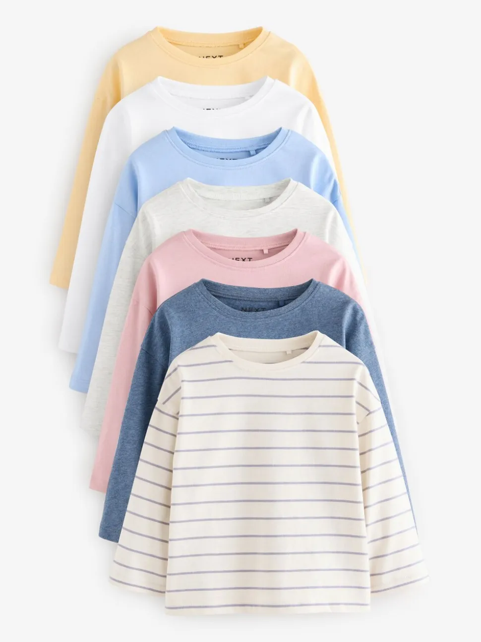 Multi - Set van 7 T-shirts met lange mouwen (3 mnd-7 jr)