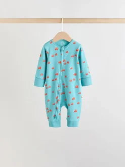 Multi - Two Way Zip Baby Sleepsuit 5 Pack (0mths-3yrs)