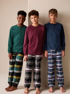 Multi - Verpakking van 3 geweven geruite pyjama's (3-16 jr)