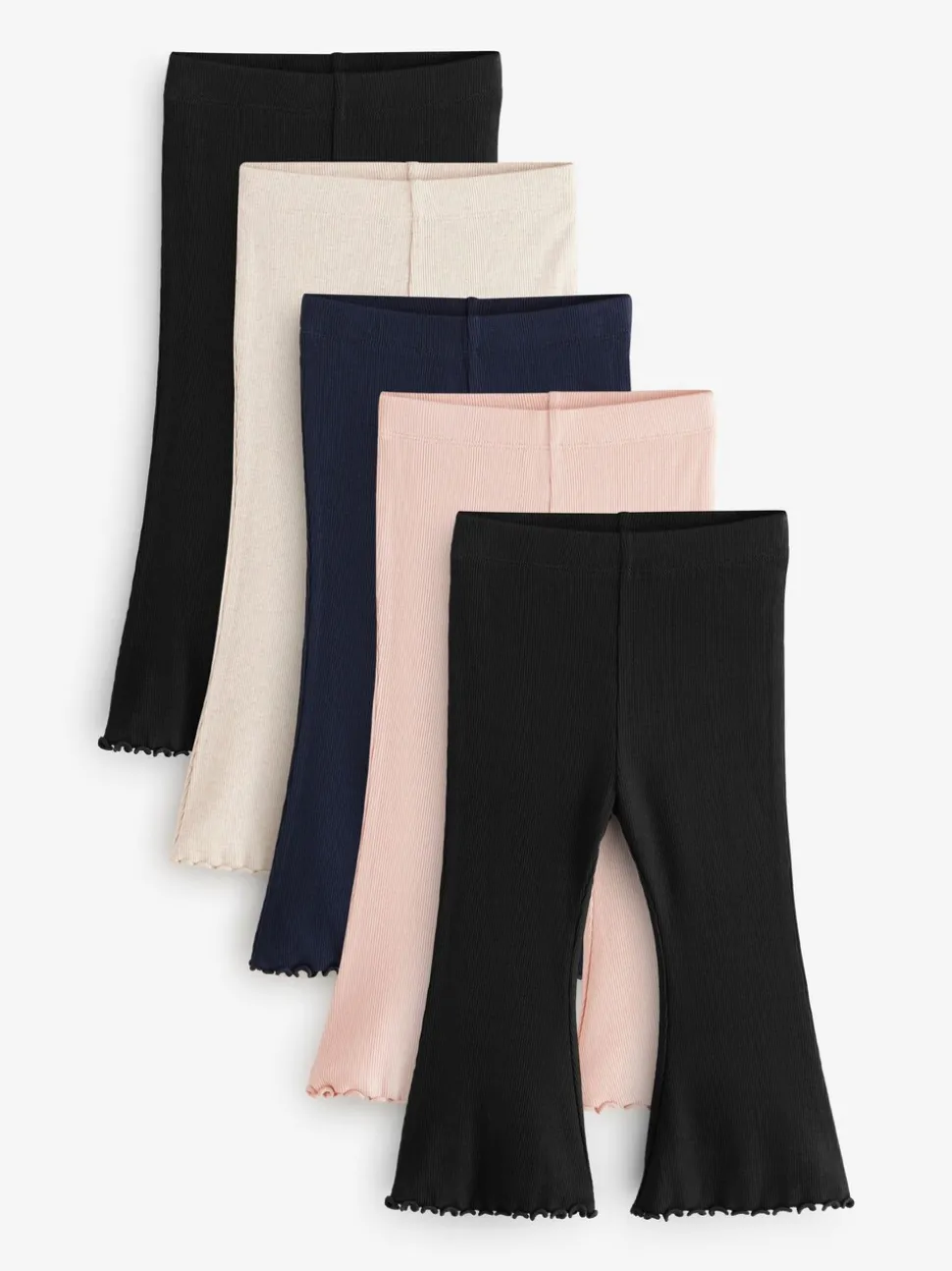 Multi - Verpakking van 5 geribbelde flare leggings (3mnd -7jr)