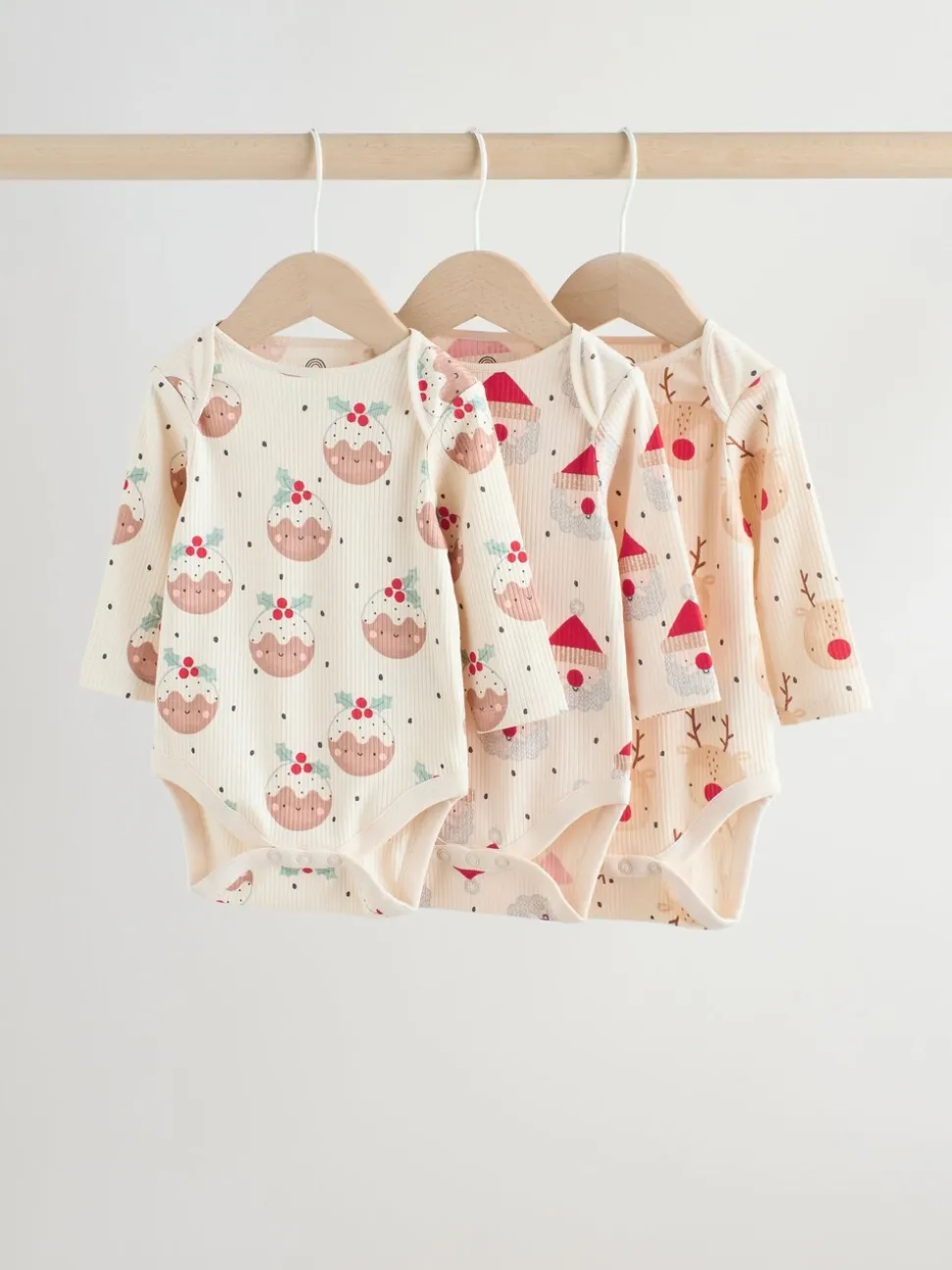 Multi - Verpakking van 3 Kerstmis Baby Bodysuits
