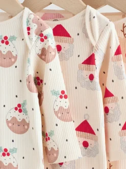 Multi - Verpakking van 3 Kerstmis Baby Bodysuits