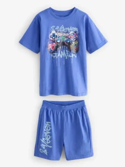 Multi Bright Graffiti Gamer - Set van 2 pyjama's met short (3-16 jr)