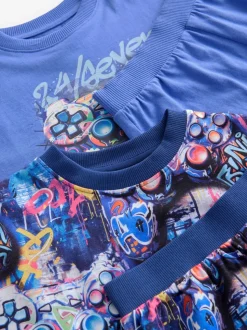 Multi Bright Graffiti Gamer - Set van 2 pyjama's met short (3-16 jr)