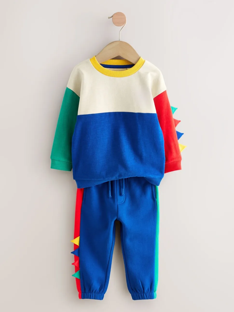 Multi Dinostekels - Set van zacht T-shirt met lange mouwen en joggingbroek (3mnd-7jr)
