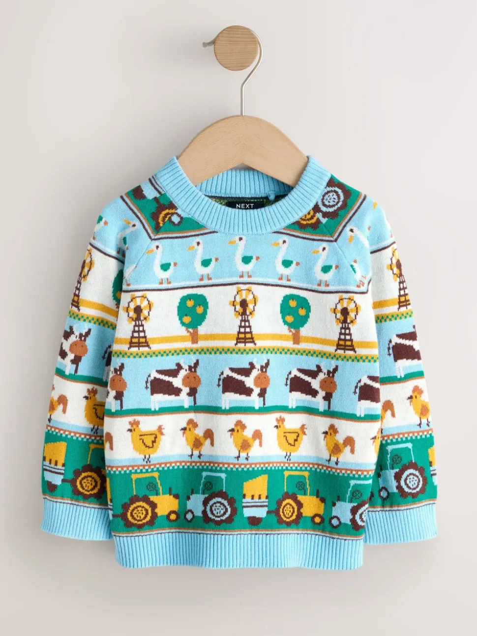 Multi Fairisle Pattern - Character Knitted Crew Neck Jumper (3mths-7yrs)