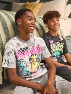 Multi Graffiti Skate - Verpakking van 2 pyjama's met joggingbroek (3 - 16 jr)