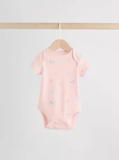 Multi Pastel Character - 7 Babyrompertjes met korte mouwen