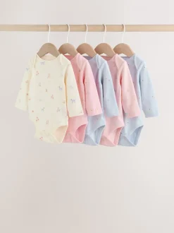 Multi Pastel Character - Set van 5 babyrompertjes met lange mouwen